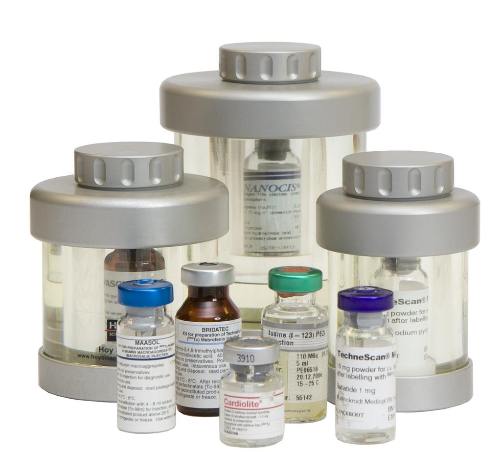 GLASS VIAL SHIELDS Developed for low, medium-energy isotopes,beta protection and LU 177 LEAD GLASS OFFERS CLEAR 360 VISIBILITY ACCOMMODATES MOST VIALS SMALL MECHANICAL DIMENSIONS, SMALLEST ON THE