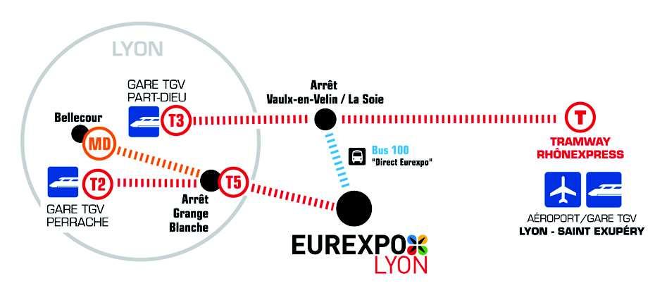 Timetable available at: +33 (0)4 72 22 33 44 From La Part-Dieu TGV railway station (exit Villette): 30 minutes by Tramway T3 to Vaulx-en-Velin La Soie, then direct shuttle bus to