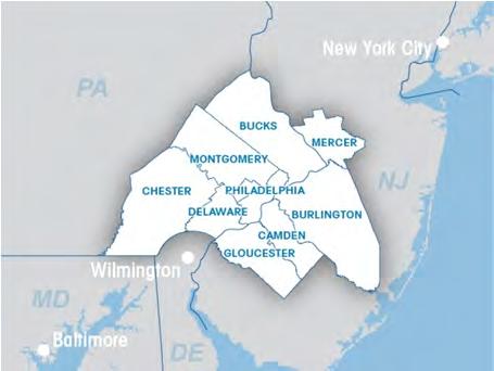 We serve a diverse region of nine counties: Bucks, Chester, Delaware, Montgomery, and Philadelphia in Pennsylvania; and Burlington, Camden, Gloucester, and Mercer in New Jersey.