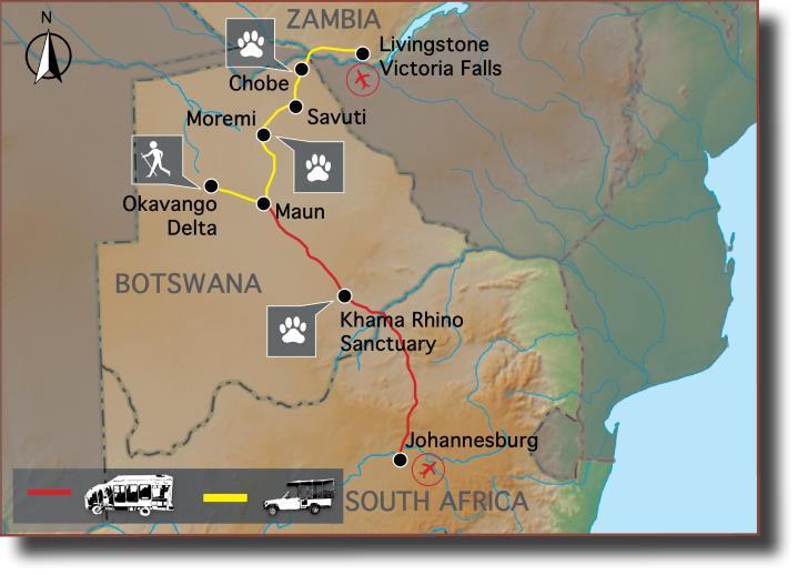 Tour code: Guaranteed departures Small group safari maximum: Travel through: BT13 12 travellers Botswana & Zambia Safari length: 13 days 2016 BOTSWANA WILD SIDE (Maun start) DEPARTS: MAUN on Monday