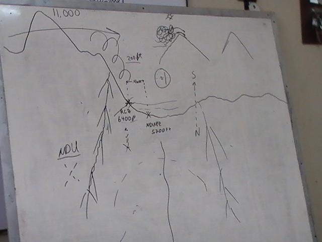 Figure 10: Sketch of the location of the accident site Early on Sunday morning, 10 August, the Helimission helicopter lowered a crew member to check for survivors.