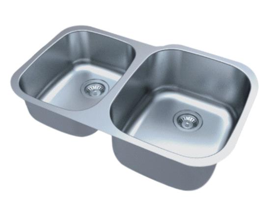 STAINLESS STEEL SINKS SM503R Undermount double bowl Overall: 31 3/4" x 20 5/8" Bowl Depth: Left/Right 9"/7" Drain: 4 1/2" 18 Gauge, 304 Series Stainless Steel