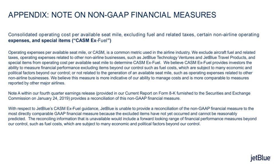 APPENDIX: NOTE ON NON-GAAP FINANCIAL MEASURES Consolidated operating cost per available seat mile, excluding fuel and related taxes, certain non-airline operating expenses, and special items ( CASM