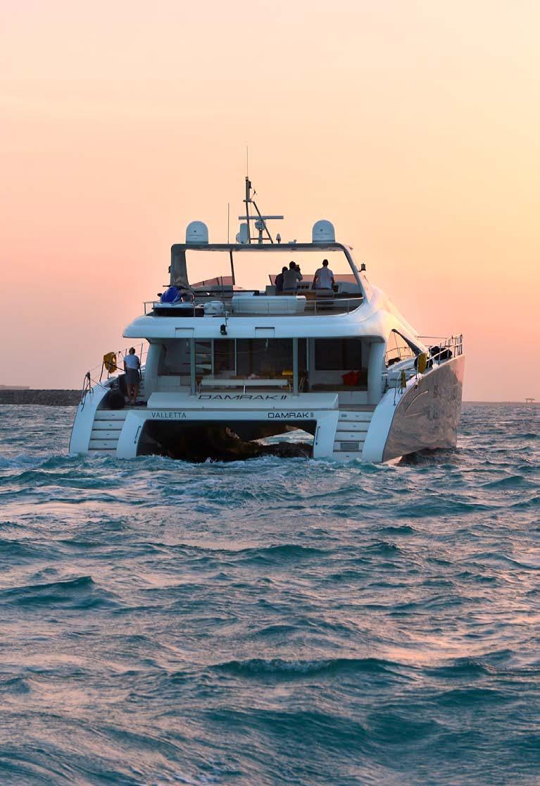 The impressive 70 Sunreef Power,, is a custommade, 4-cabin luxury catamaran providing sumptuous