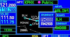 SECTION 7 WPT PAGES 7) Turn the small right knob to display a window of available runways (Figure 7-25). Continue turning the small right knob to select the desired runway.