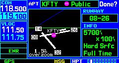 SECTION 8 NRST PAGES 5) Press the COM Flip-flop Key to activate the selected frequency (Figure 8-12). 4) Press the ENT Key to display the Airport Location Page for the selected airport (Figure 8-14).