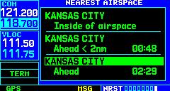 SECTION 8 NRST PAGES 3) Turn the large right knob to scroll through the list, highlighting the desired airspace (Figure 8-30).