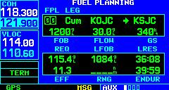 SECTION 10 AUX PAGES Flight Planning Page: Fuel Planning To perform fuel planning operations: 1) Select Fuel Planning from the Flight Planning Page, using the steps described in Section 10.2.