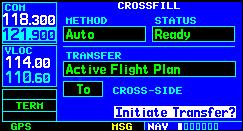 SECTION 10 AUX PAGES Active Flight Plan - Transfer the active flight plan to/from a second 400-Series Garmin unit (GNS 430/GNC 420/GPS 400) in a dual unit installation.
