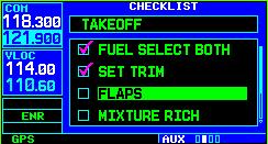 (Up to nine different checklists can be created and stored in the GNS 430.) 4) Use the small and large right knobs to enter each checklist item, followed each time by the ENT Key.