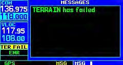 SECTION 11 TERRAIN TERRAIN Failure Alert The TERRAIN system continually monitors several system-critical items, such as database validity, hardware status, and GPS status.