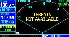 TERRAIN Not Available Alert The TERRAIN system requires a 3D GPS navigation solution along with specific vertical accuracy minimums.