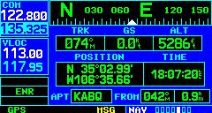 SECTION 3 NAV PAGES 3.7 POSITION PAGE The Position Page (the fifth NAV page) displays the present position (by default, in latitude and longitude) and altitude.