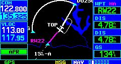 SECTION 6 PROCEDURES 10) After crossing the FAF, the destination sequences to the MAP ( RW22, the runway threshold).
