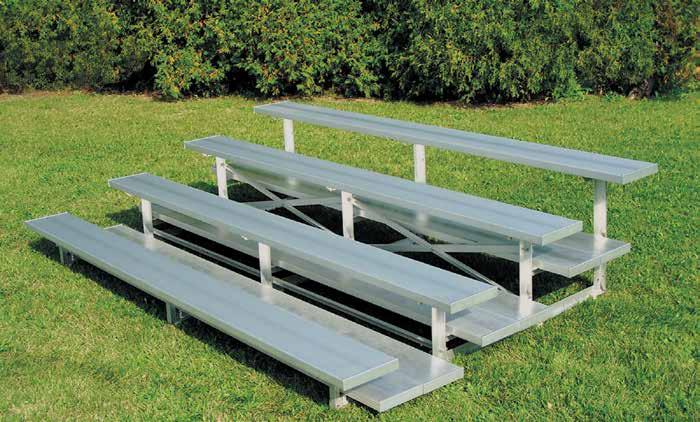 LOW RISE BLEACHERS STANDARD MODEL 3, 4, & 5 ROW LOW RISE BLEACHERS Top seat height under 30" high First seat height under 12" high 6" rise/24" run per row 2"x 12" anodized seat plank (extra wide) (1)