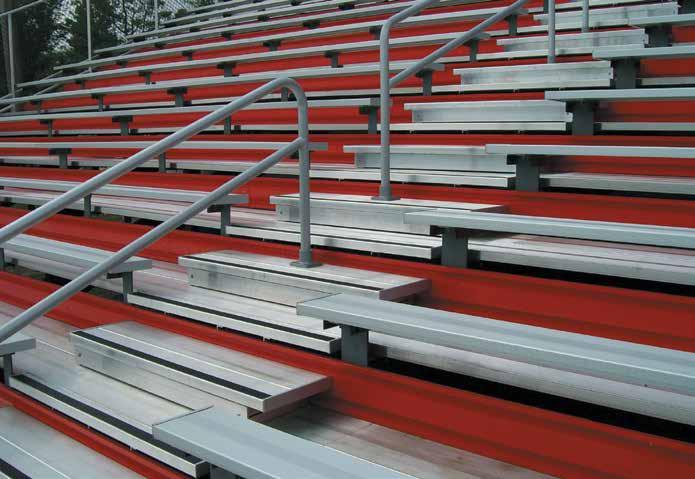 Many bleachers can be retrofitted using the existing framework by adding maintenance free aluminum planking to replace deteriorated