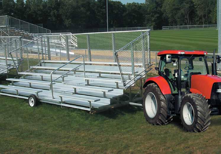 no yes NB-1021ATPPRF 140 21' no yes NB-1024ATPDLX 133 24' yes yes Other Sizes Available 10-Row Deluxe Model Transportable Bleacher Light-Duty Transport Kit Required with 5 row systems.