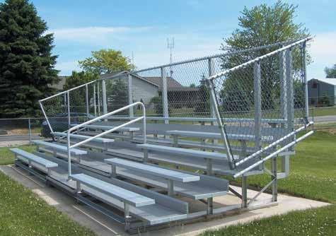 NATIONAL SERIES BLEACHERS Deluxe Model with aisles, double foot plank, and riser plank on all rows 3, 5, & 10 ROW DELUXE