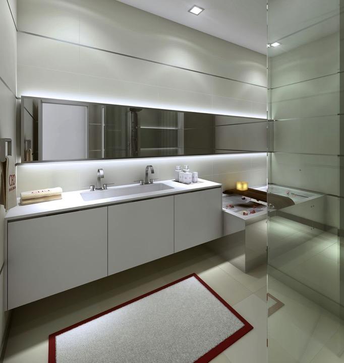AN ESCAPE FROM THE Expected SPA-LIKE BATHROOMS FEATURING DOUBLE SINKS, EUROPEAN- STYLE CABINETRY,