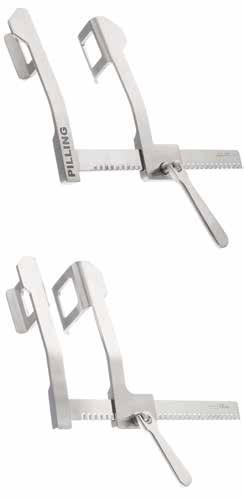 3 cm), curved arms Adult size Spread 7-1/2" (19 cm) Blades 2-1/8" deep x 2-5/8" wide (5.4 x 6.7 cm) Curved arms Adult size, large Spread 7-1/2" (19 cm) Blades 2-7/8" deep x 2-5/8" wide (7.3 x 6.