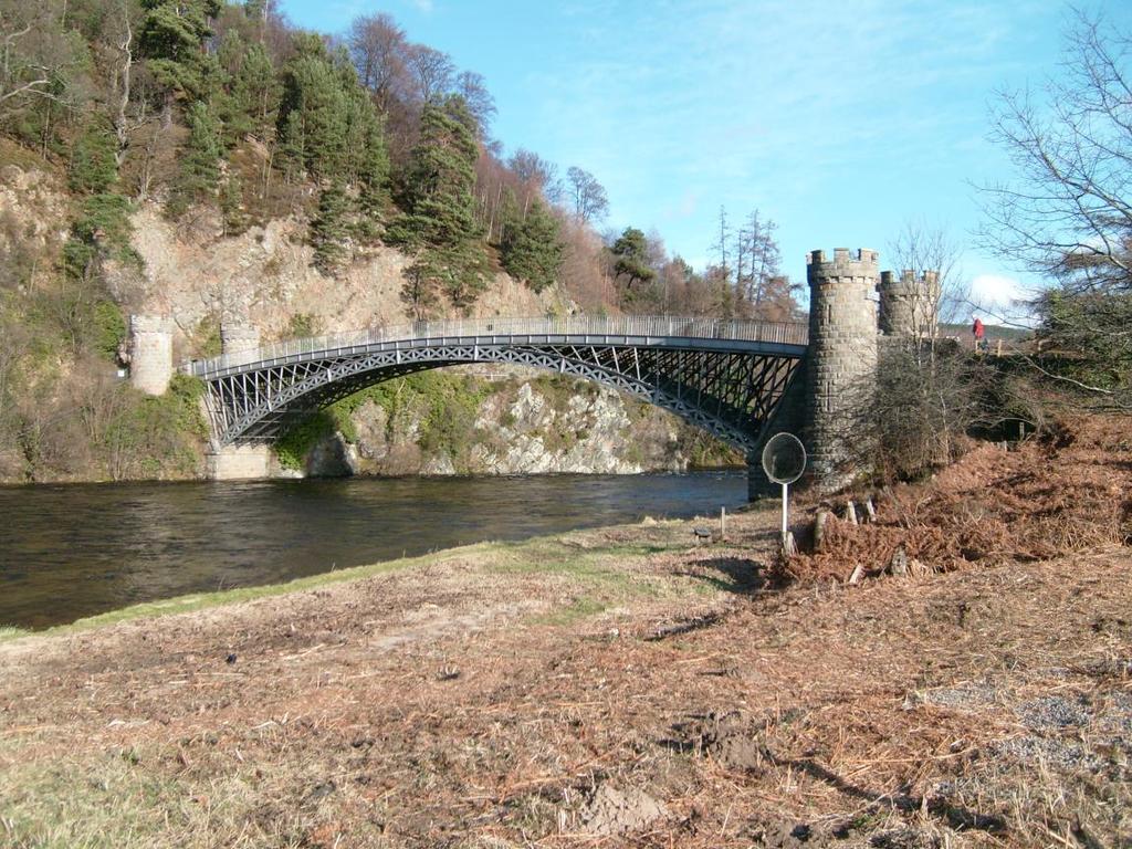 The Craigellachie Bridge, erected between 1812 & 1814 with a span of 150ft on the River Spey in Scotland.