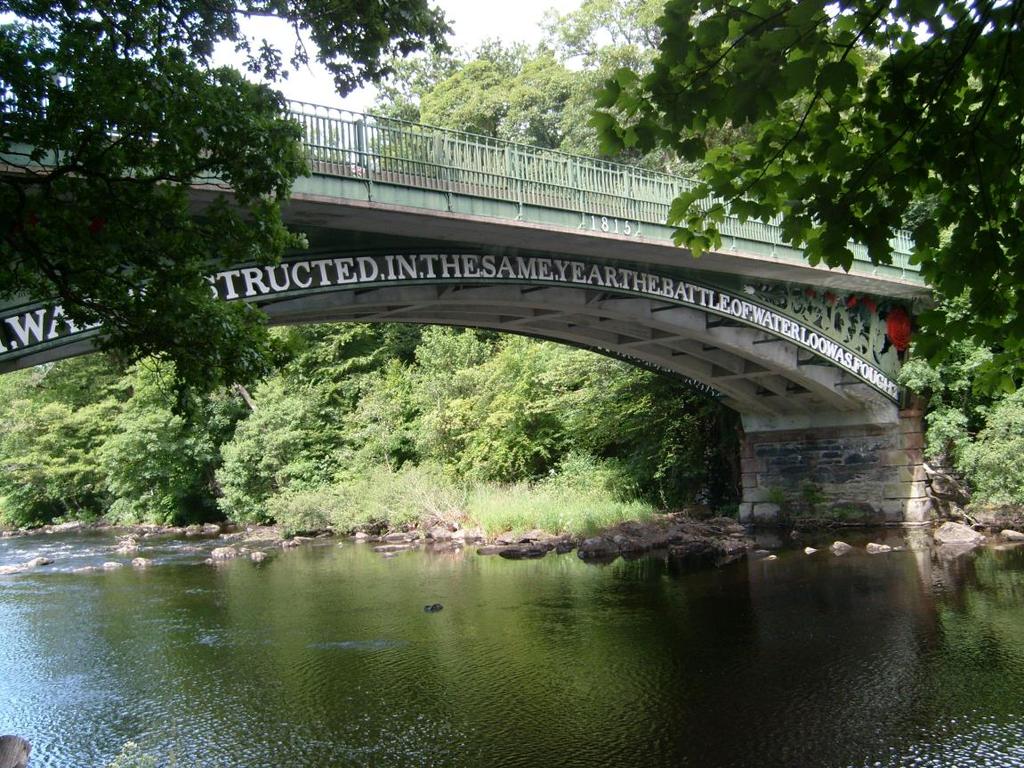 Thomas Telford's extremely attractive iron bridge at Betws y Coed is called the Waterloo Bridge. It was built in 1815, the castings for which were made at William Hazeldine s, Cefn Mawr.