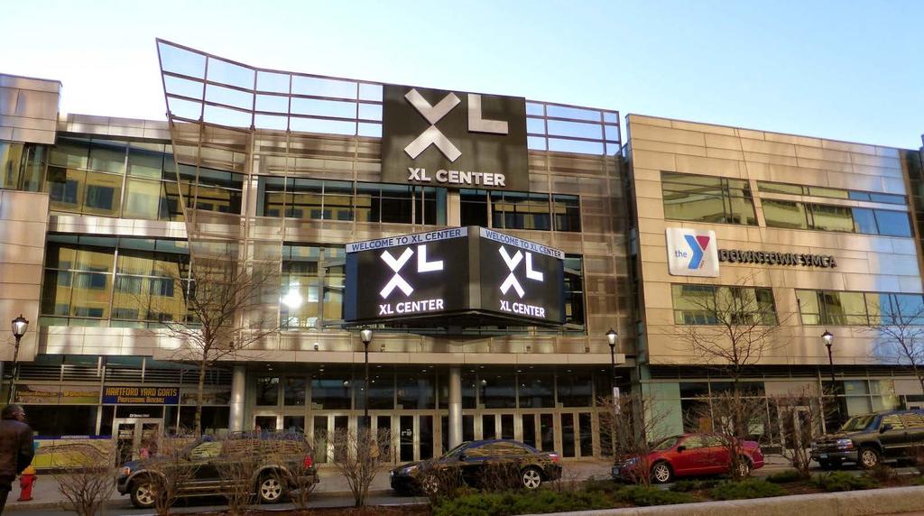 XL Center Key stats 39 year-old arena 15,600 seats (hockey) Harford Wolf Pack (AHL) UCONN basketball & Hockey $35