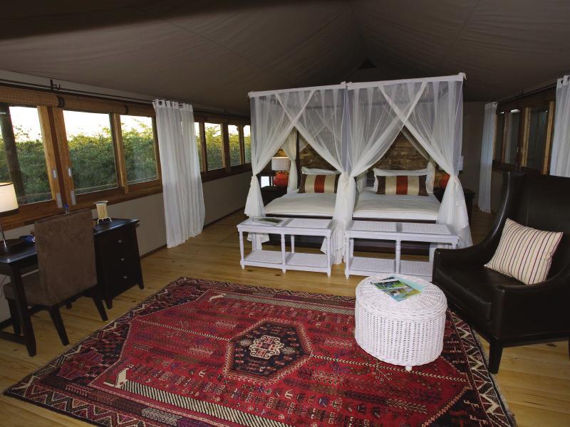 KALAMU LAGOON CAMP, SOUTH LUANGWA Accommodation consists of eight safari-style reed and canvas tents, each en-suite with both an indoor and outdoor shower.