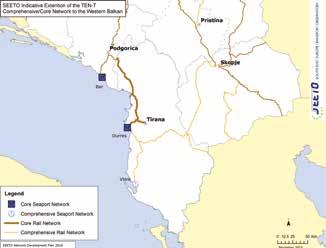 Comprehensive and Core Network Development Plan Albania Comprehensive Road: 729 km Core Road: 563 km Comprehensive Rail: 392 km Core Rail: 156 km Seaports: Durres (Core) Vlore (Comprehensive)