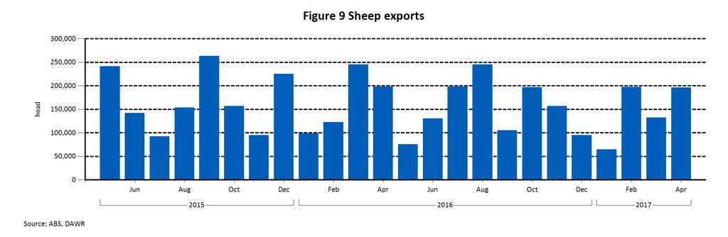 Kuwait returned (overtaking Qatar) to be the largest export destination for Australian sheep over the past year, with exports totalling 95,556 the largest shipment since March 2016.