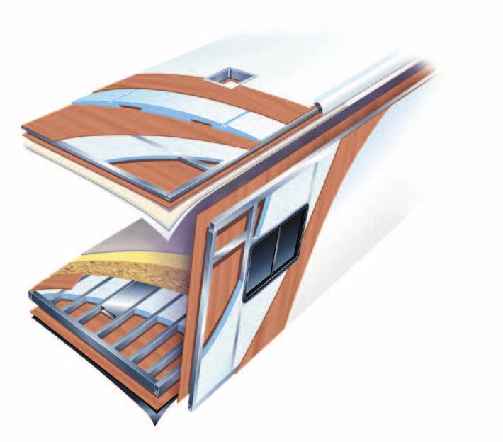 CONSTRUCTION SPECIFICATIONS MULTI-LAYERED LAMINATED ROOF SYSTEM 1. Seamless fiberglass roof 2. Luan Decking 3.
