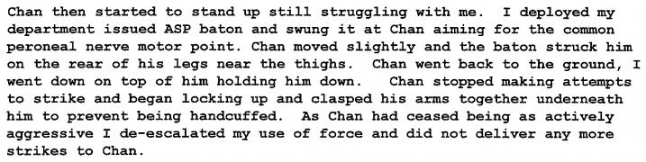 What did Chan steal where he was trying to choke out a police officer and get his gun?