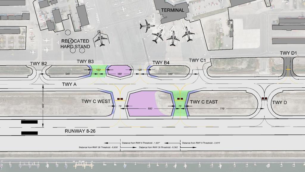 Option 3 Preferred Solution Meets current airfield design standards.