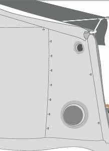 Cable inlets To bring electricity inside the tent for lighting or other uses, cable inlets are fitted in the eave corners of the gable covers.