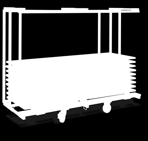 set complete: 10x or Separate tables: 20x or Separate benches: 40x This trolley is completely galvanized. The wheels can be adjusted inward or outward.