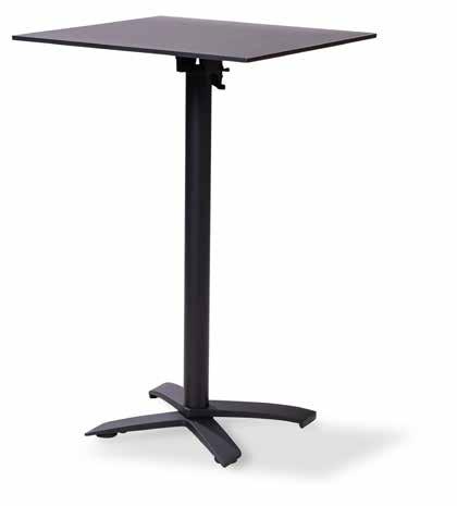 Party tables X Cross high alu 11002 + 1077 Height: 110 cm Height folded: 142 cm Tabletop: 70 x 70 cm HPL Weight: 13.