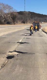 potholes on I-135 south of the city of McPherson.