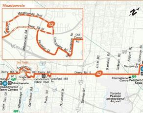 Miway Transit available on Derry Road, Mississauga Road and Meadowvale Blvd via routes 42 & 61.