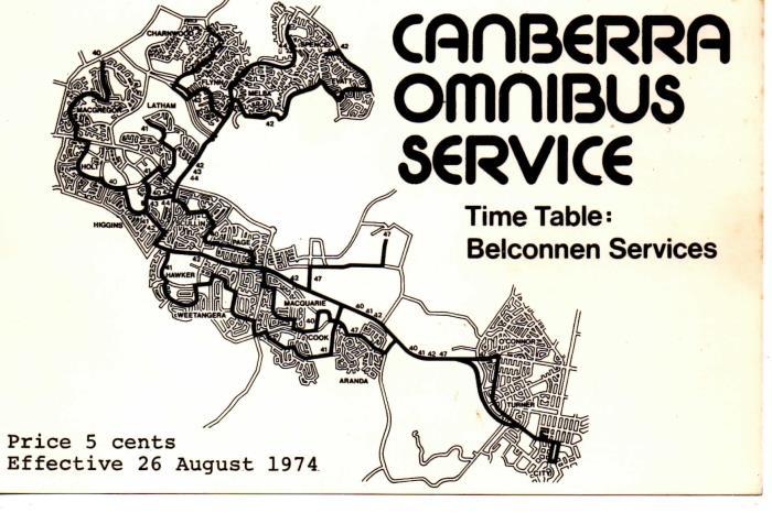 As can be seen by the map provided, the 26 August 1974 network com- prised:- 40 City-Macquarie-Page-Scullin- Higgins-Holt -Macgregor 41 City-Cook-Weetangera-Hawker- Higgins-Latham 16/42