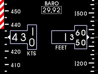 4.2.4 RANGE MARKINGS FIGURE 4.6 MMO ENTRY PAGE AND SAMPLE SCREEN The RANGE MARKINGS setting allows the installer to input airspeed limits (or Vspeeds ) specific to the aircraft.