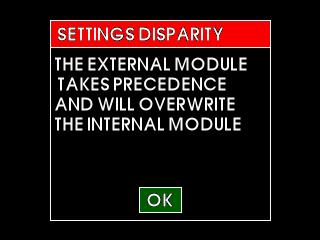 FIGURE 5.13 Internal (unit) and external (configuration module) settings were found to be different.