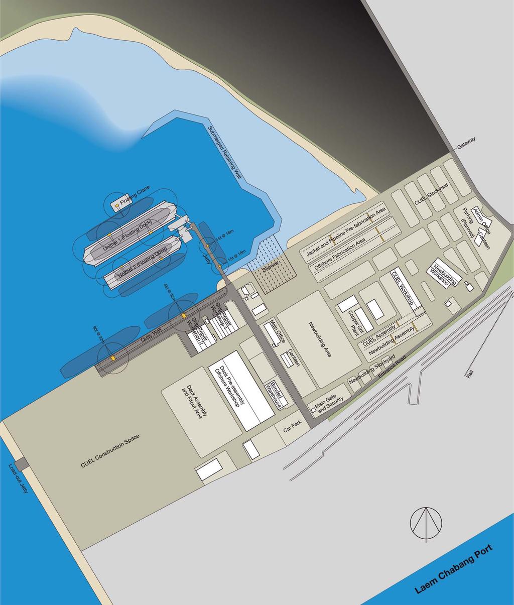 Yard Layout All berthing facilities and workshops are serviced with: Compressed