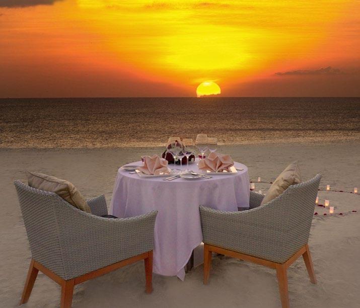 A SENSE OF ROMANCE On arrival back to the hotel, couples will be lead to a private romantic dinner set-up on their room balcony with rose petals, candles, rosé wine and a delicious five-course set