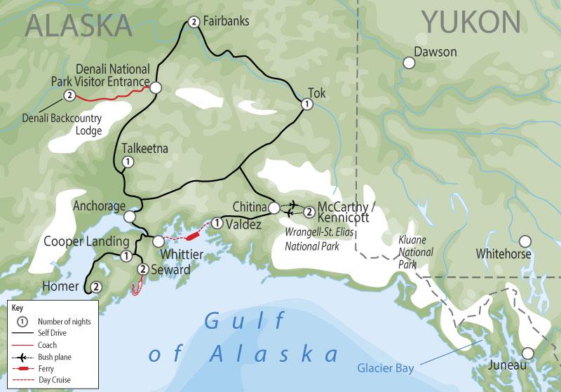 Parks. You will experience Denali, Kenai Fjords and Wrangell St. Elias National Parks.