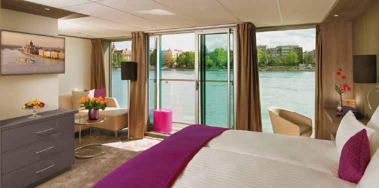 The other 19 Staterooms on the Mozart Deck & 35 Staterooms on the Strauss Deck feature an innovative Panoramic Drop-Down Window. The 18 Staterooms on the Haydn Deck have a fixed window.