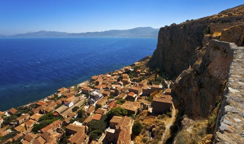 Early morning cruise to Monemvasia, where you can stretch your legs and explore this
