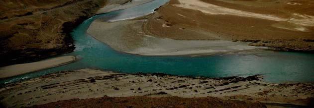 In Ladakh most of the villages have come up on the north bank along the
