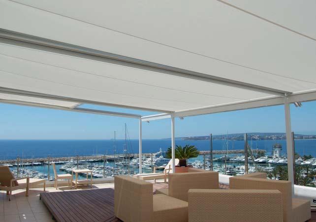 Beautiful fabrics for your weather roof (here weinor Plaza Pro) WeiTex polyester fabrics: high degree of elasticity in the awning fabric for large units very straight, taut fabric minimal wrinkling