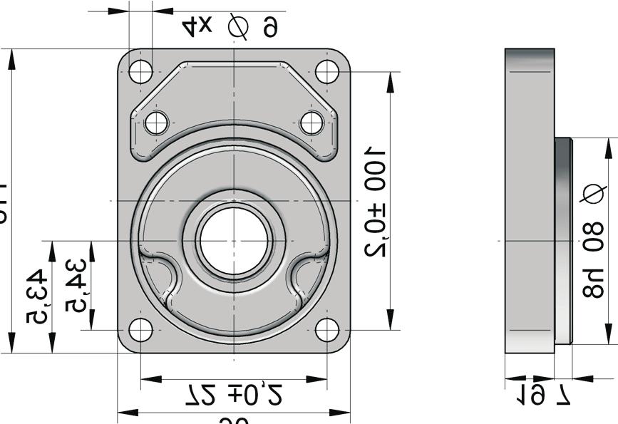 Flange design in millimeters (inches) RF
