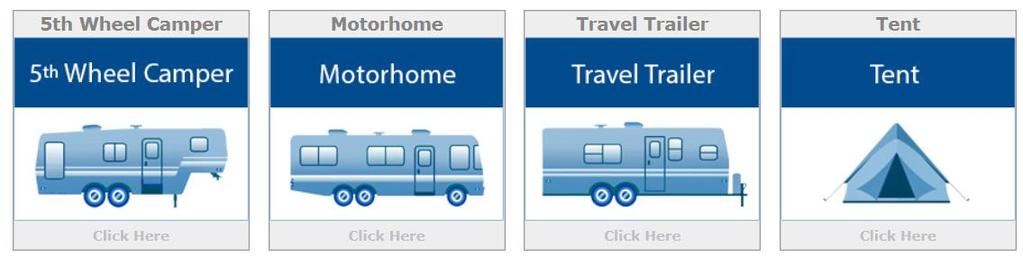 ONLINE BOOKING INSTRUCTIONS 1. TO BEGIN, select your type of camping from the main page. It is very important to select the correct type of equipment, to ensure you fit on the sites offered.